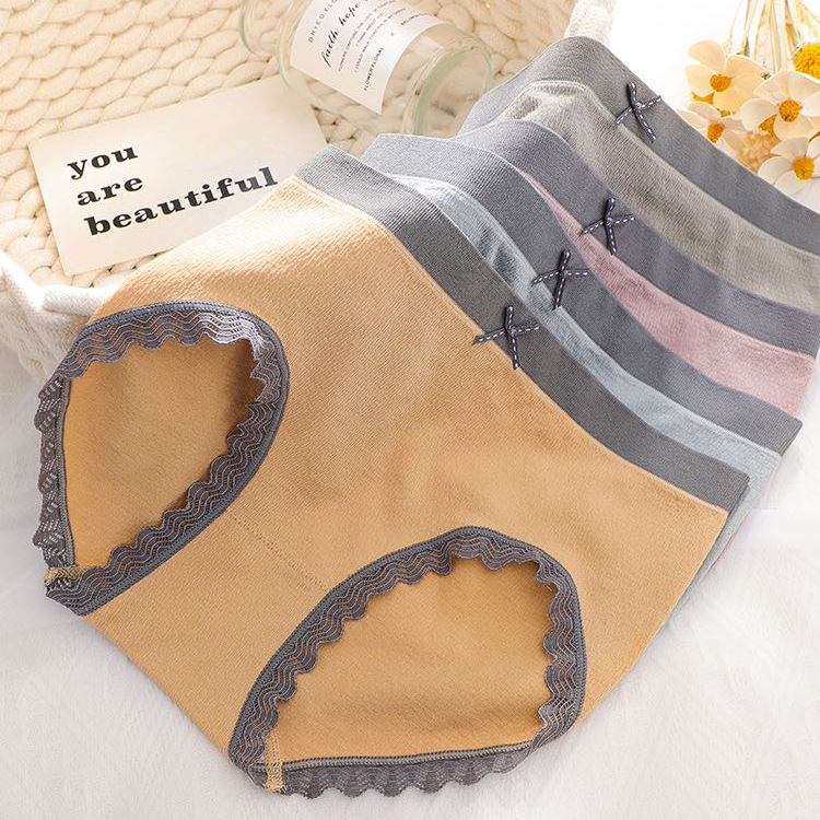 日系銀纖維抗菌底檔蕾絲女士?jī)?nèi)褲中腰棉質(zhì)舒適性感透氣少女內(nèi)褲